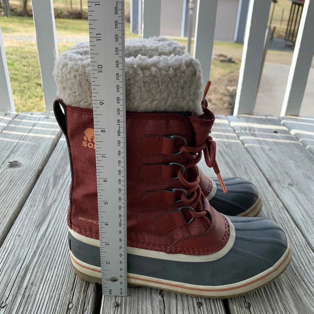 Sorel Winter Carnival Waterproof Boots Rust Faux Shearling Duck Boots Womens 7‎
